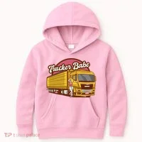 Trucker Babe Retro Kids Hoodie thumb 0