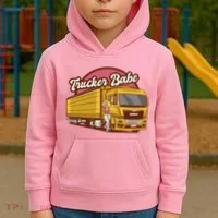 Trucker Babe Retro Kids Hoodie thumb 2
