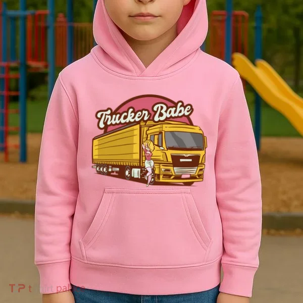 Trucker Babe Retro Kids Hoodie