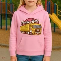 Trucker Babe Retro Kids Hoodie thumb 3