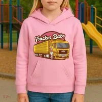Trucker Babe Retro Kids Hoodie thumb 3