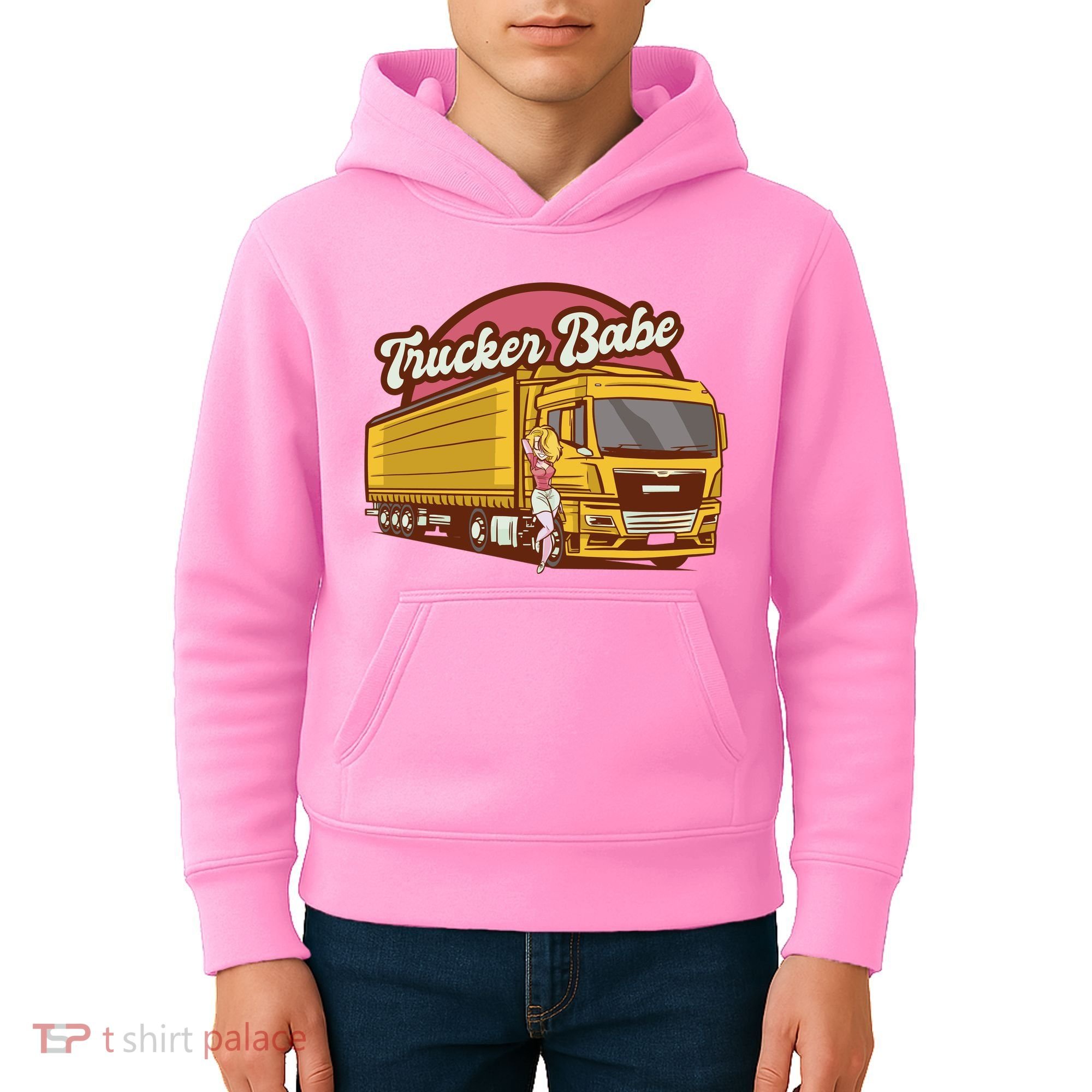 Trucker Babe Retro Kids Hoodie