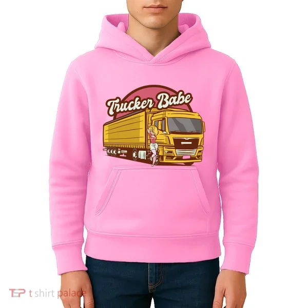 Trucker Babe Retro Kids Hoodie