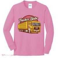 Trucker Babe Retro Kids Long Sleeve Shirt thumb 0