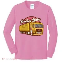 Trucker Babe Retro Kids Long Sleeve Shirt thumb 0