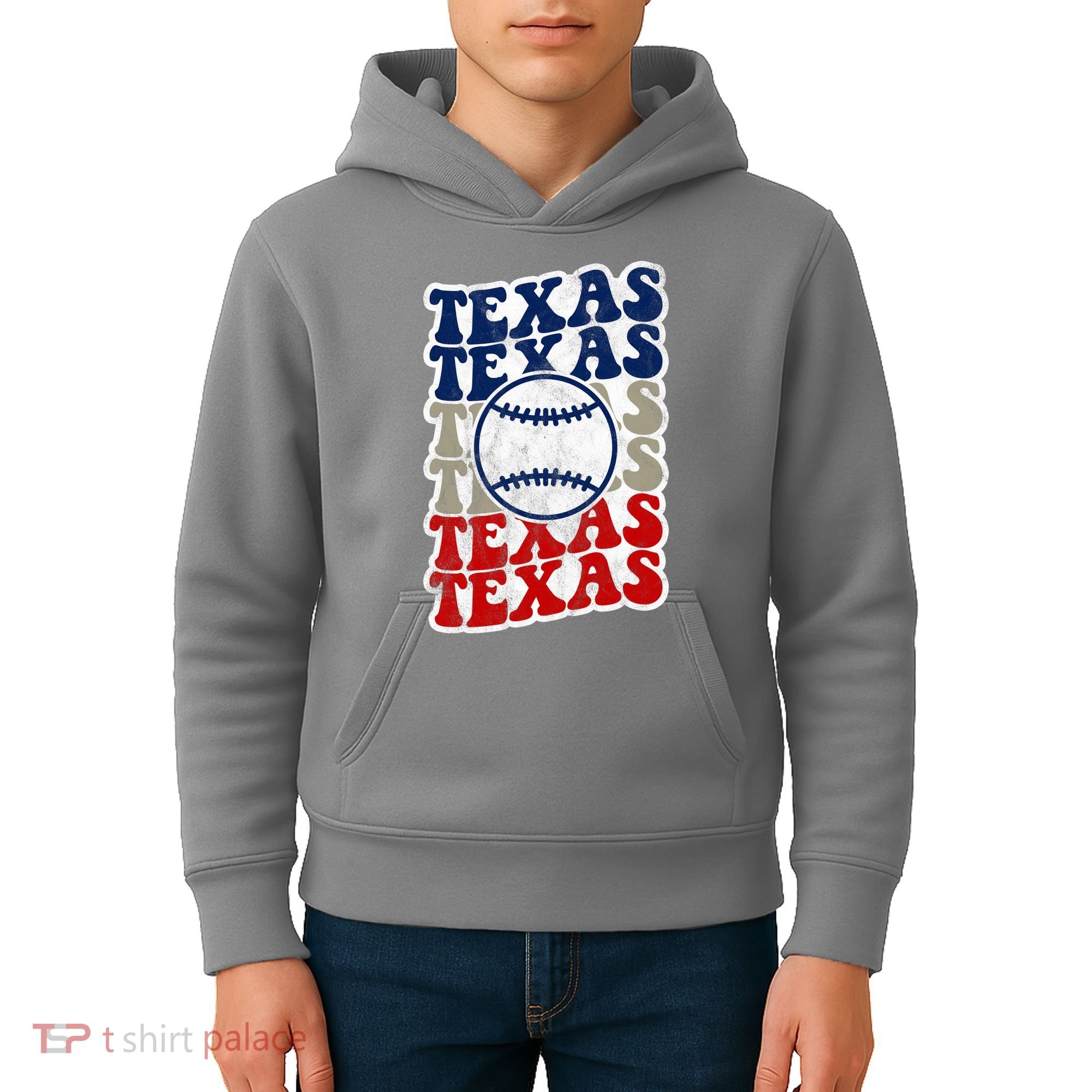Texas Baseball Retro Sport Kids Hoodie