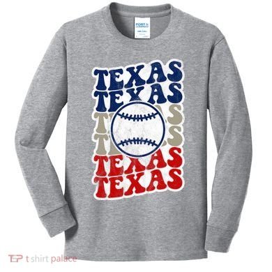 Texas Baseball Retro Sport Kids Long Sleeve Shirt