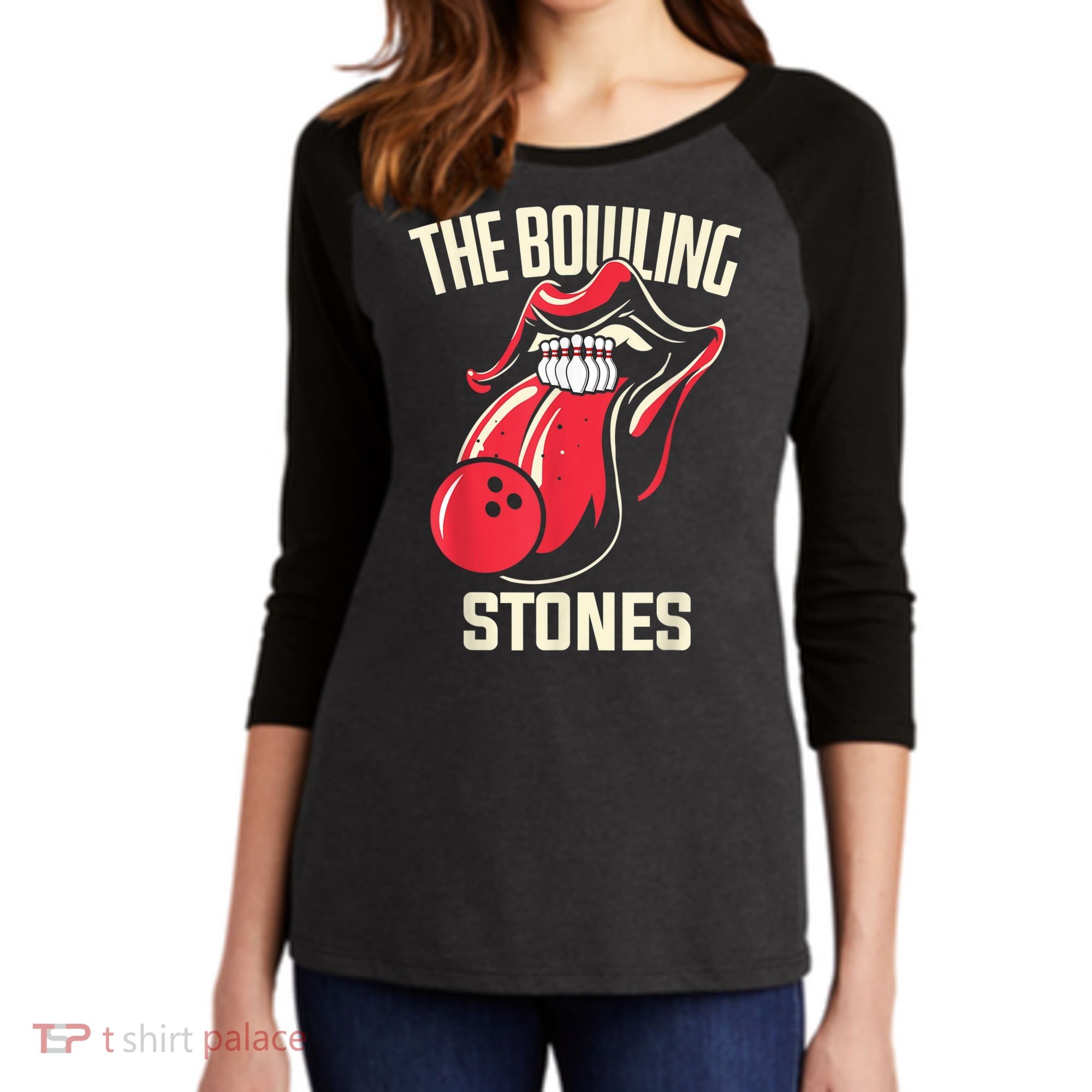 The Bowling Stones Women's Tri-Blend 3/4-Sleeve Raglan Shirt
