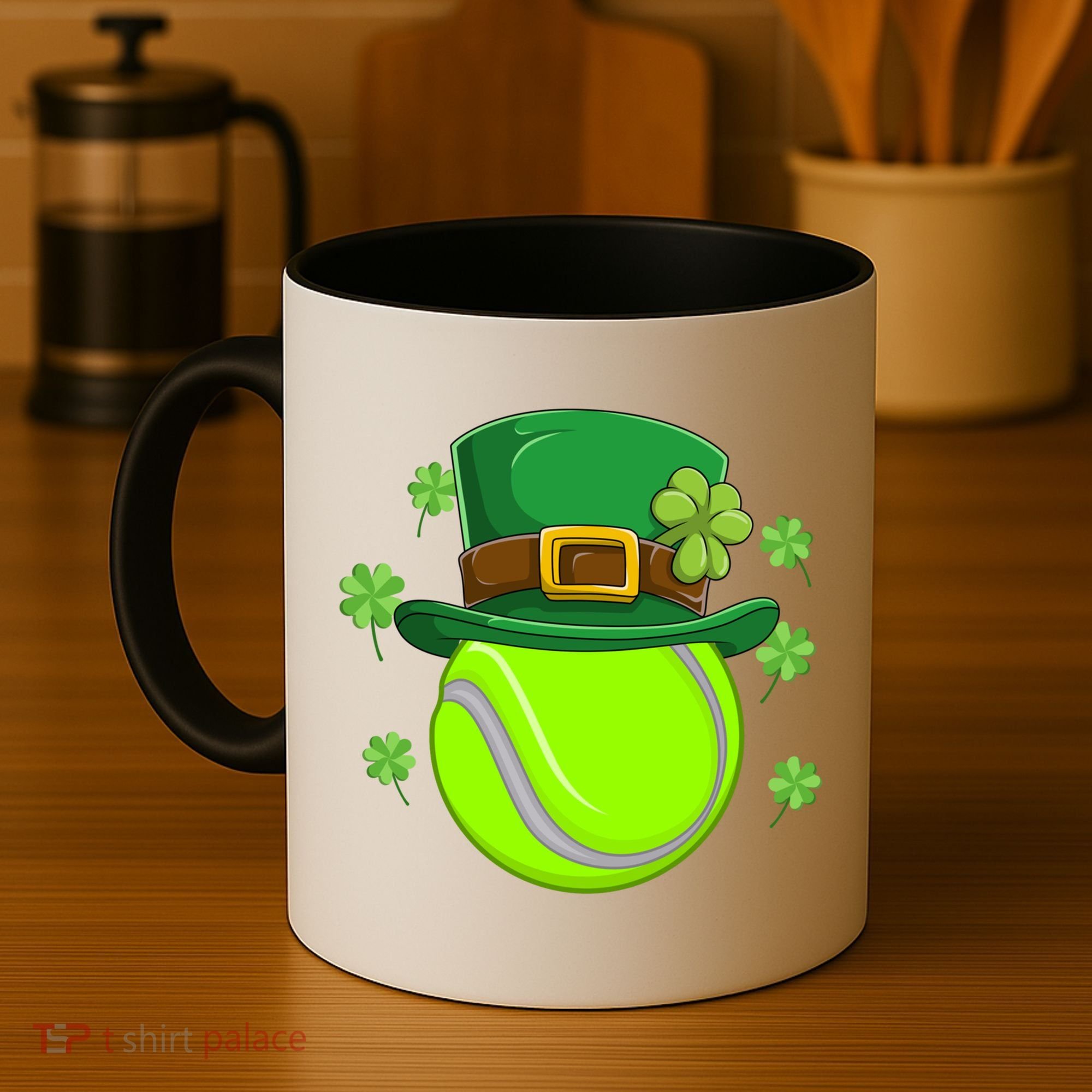 Tennis Ball St Patricks Day Ball Leprechaun Gift Coffee Mug