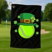 Tennis Ball St Patricks Day Ball Leprechaun Gift Golf Towel thumb 1