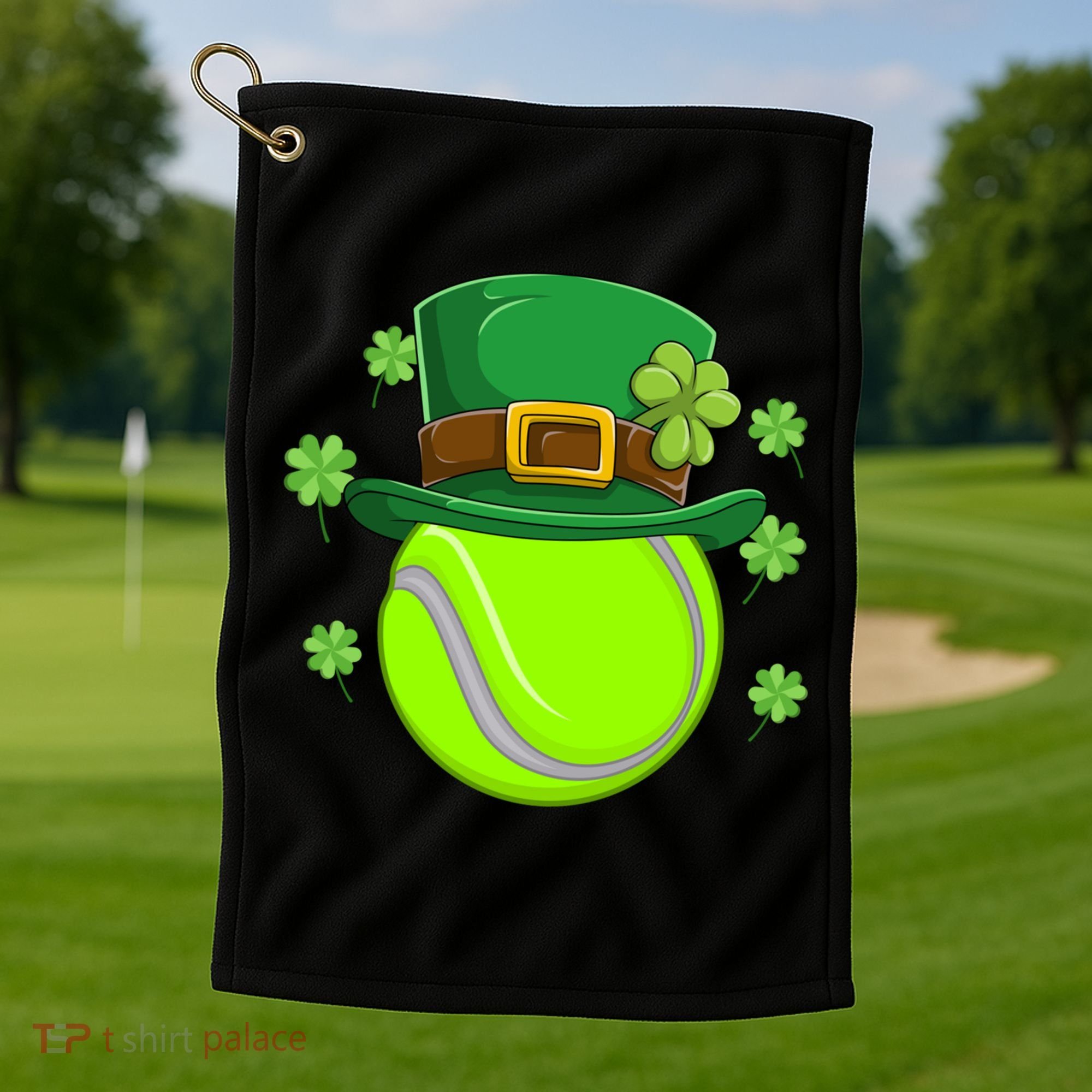 Tennis Ball St Patricks Day Ball Leprechaun Gift Golf Towel