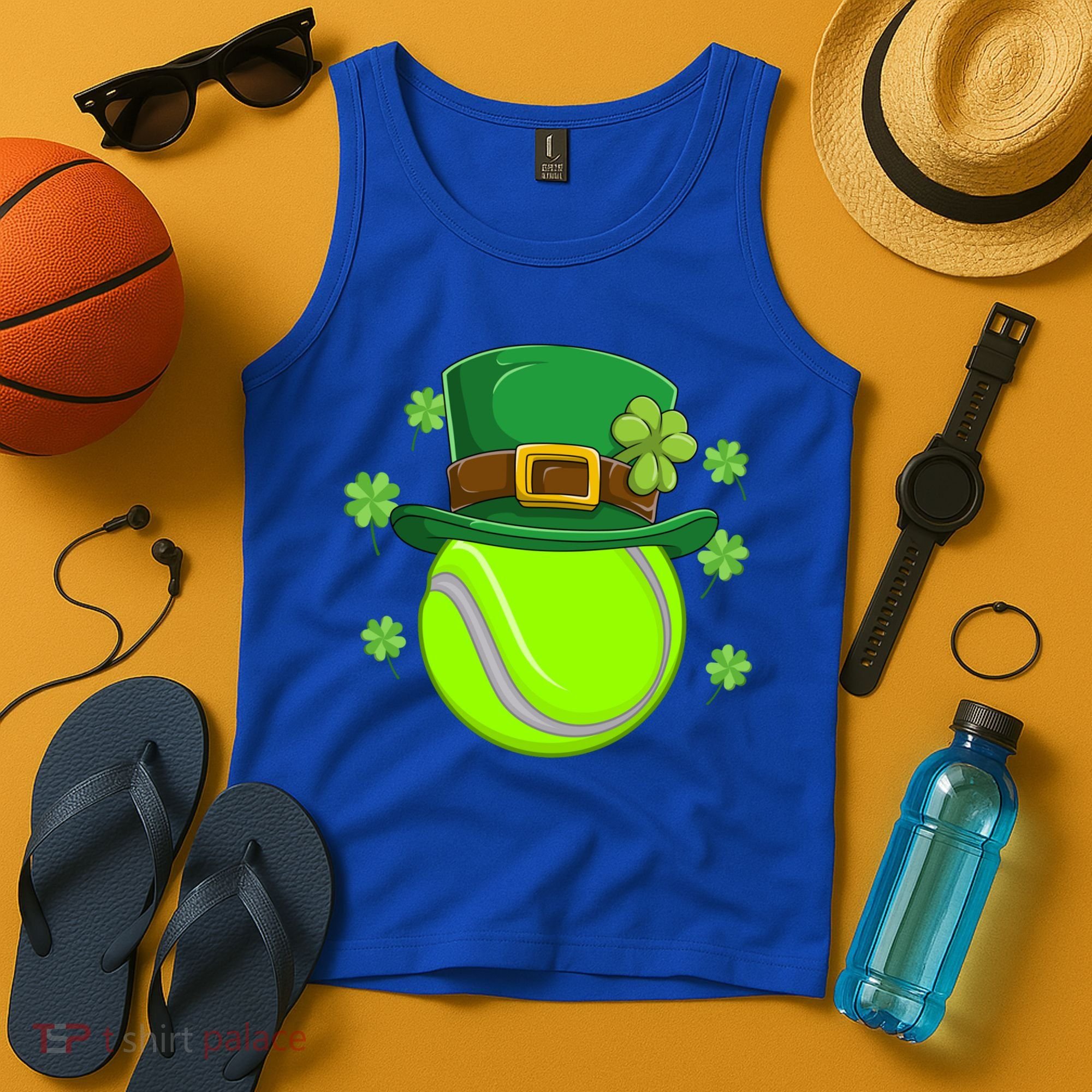 Tennis Ball St Patricks Day Ball Leprechaun Gift Tank Top