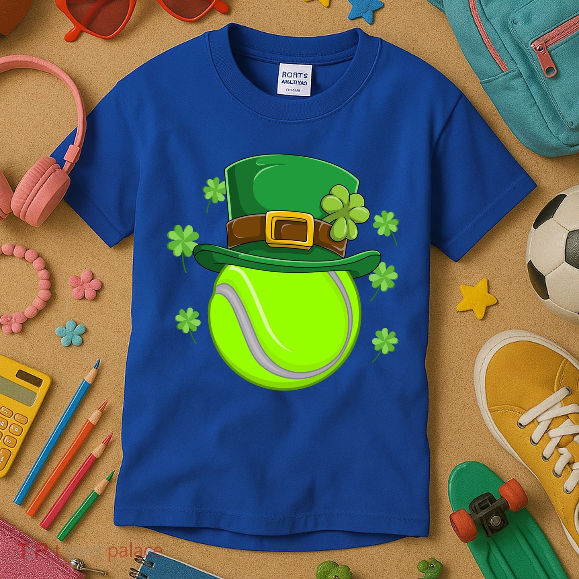 Tennis Ball St Patricks Day Ball Leprechaun Gift Kids T-Shirt
