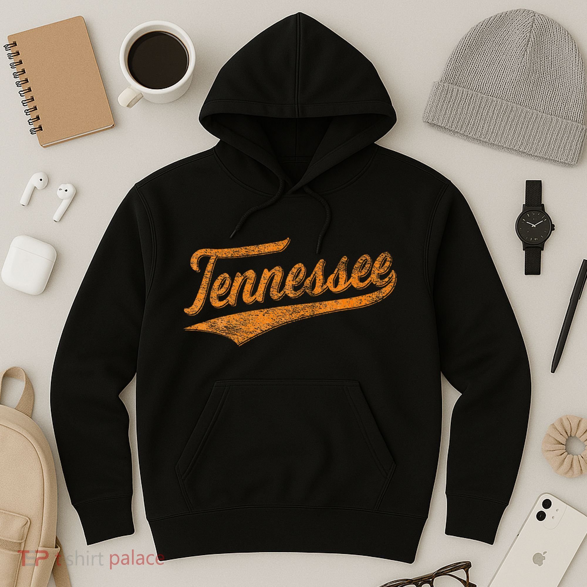 Tennessee Baseball Sports Script Cursive Flag Swoosh Hoodie