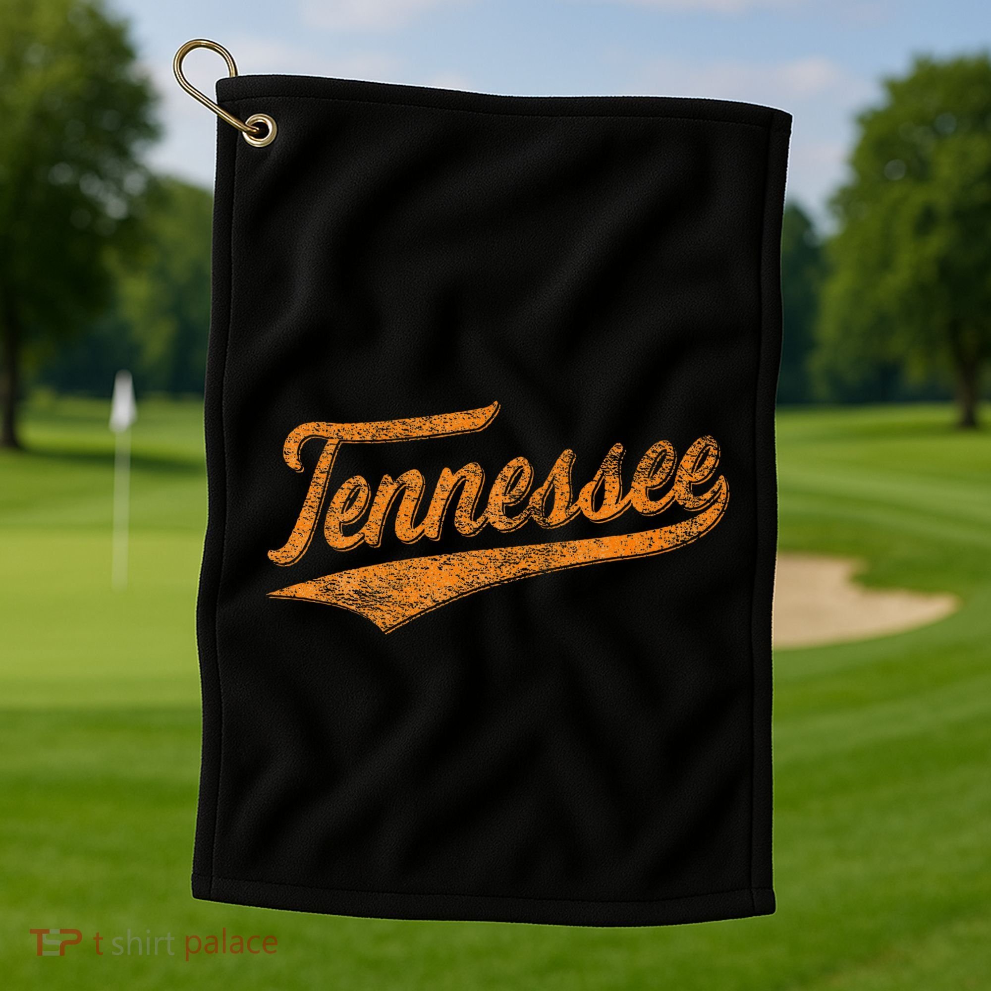 Tennessee Baseball Sports Script Cursive Flag Swoosh Golf Towel