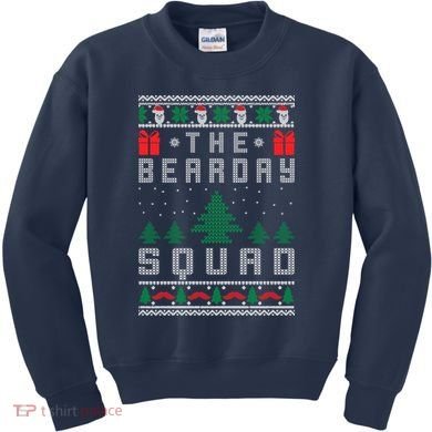 The Bearday Squad Ugly Christmas Kids Sweatshirt