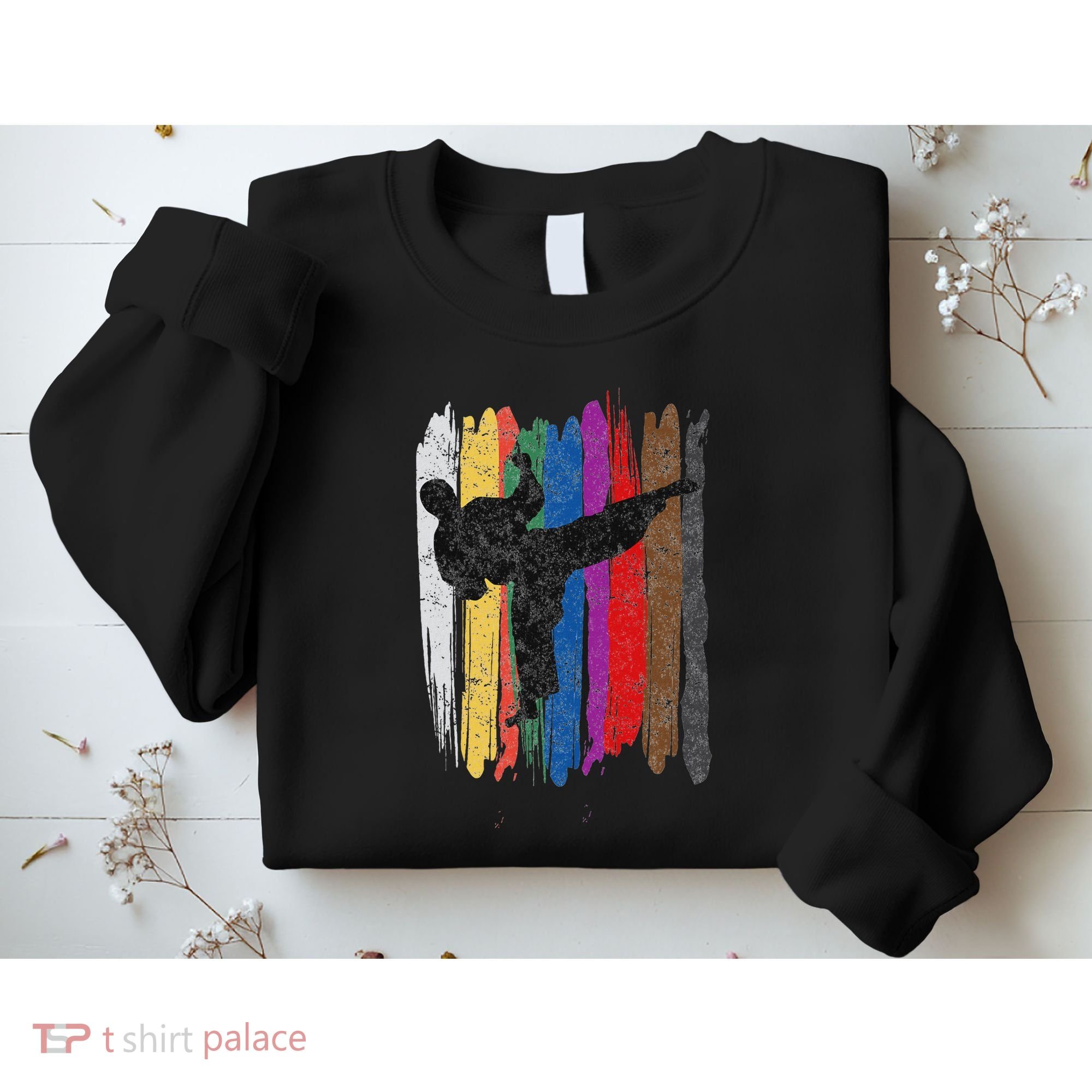 Taekwondo Belt Silhouette Distressed Martial Arts Gift Sweatshirt