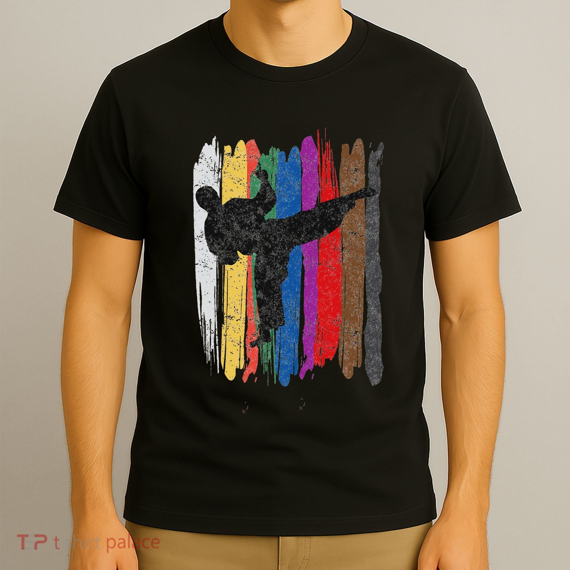 Taekwondo Belt Silhouette Distressed Martial Arts Gift T-Shirt