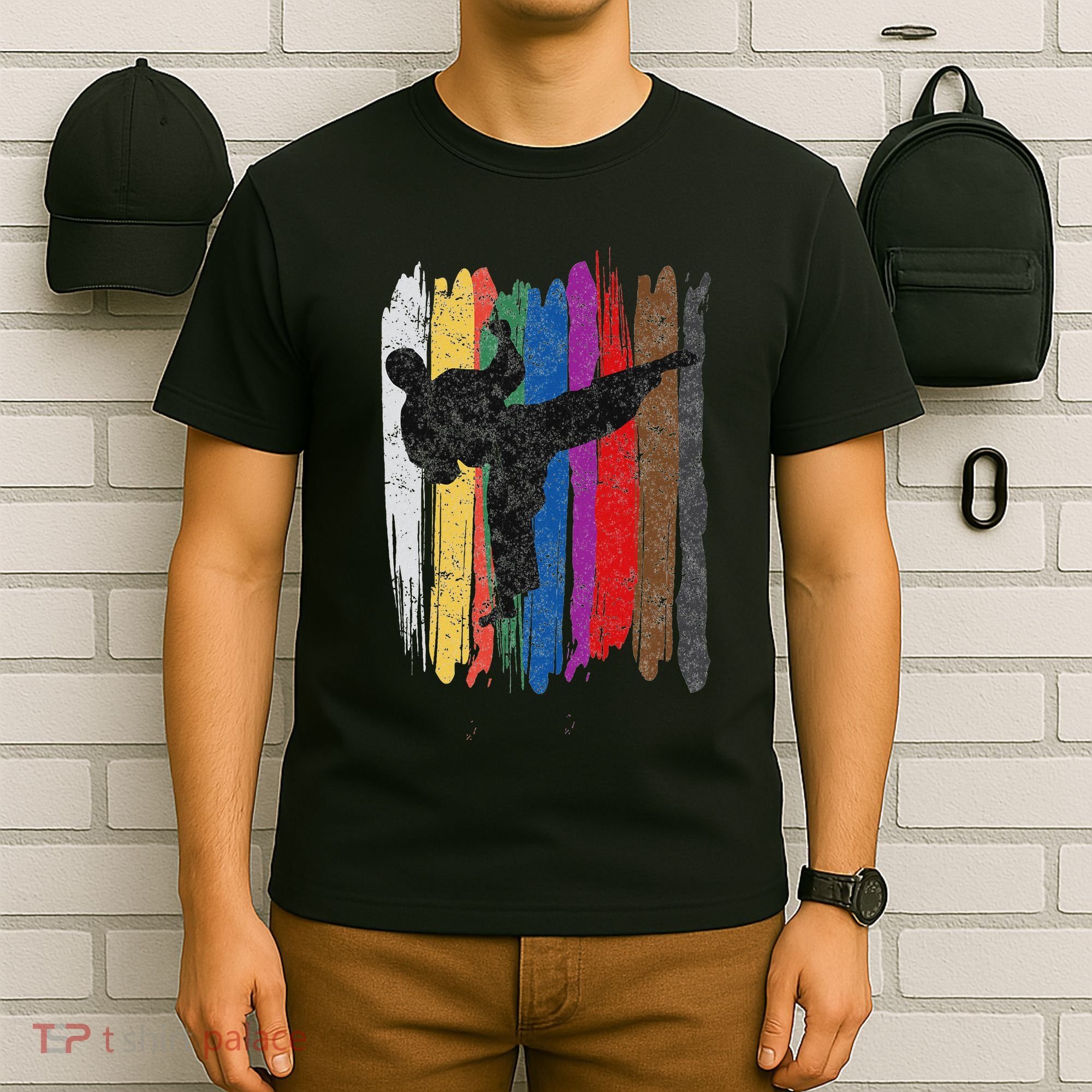 Taekwondo Belt Silhouette Distressed Martial Arts Gift T-Shirt