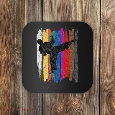 Taekwondo Belt Silhouette Distressed Martial Arts Gift Coaster