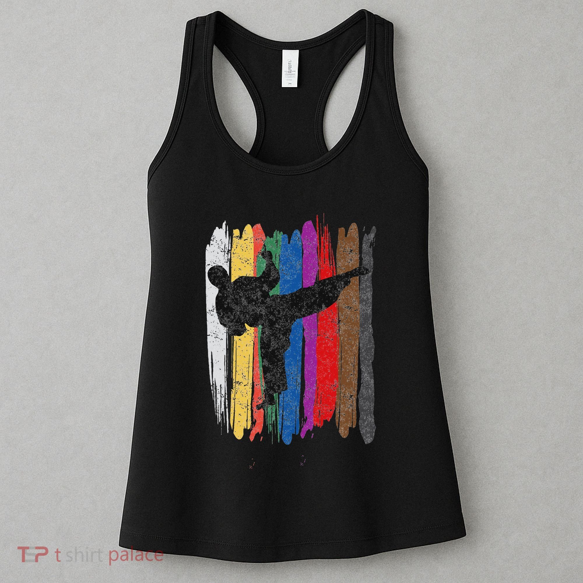 Taekwondo Belt Silhouette Distressed Martial Arts Gift Women's Tank Top