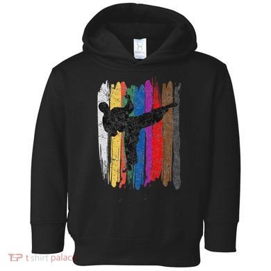 Taekwondo Belt Silhouette Distressed Martial Arts Gift Toddler Hoodie
