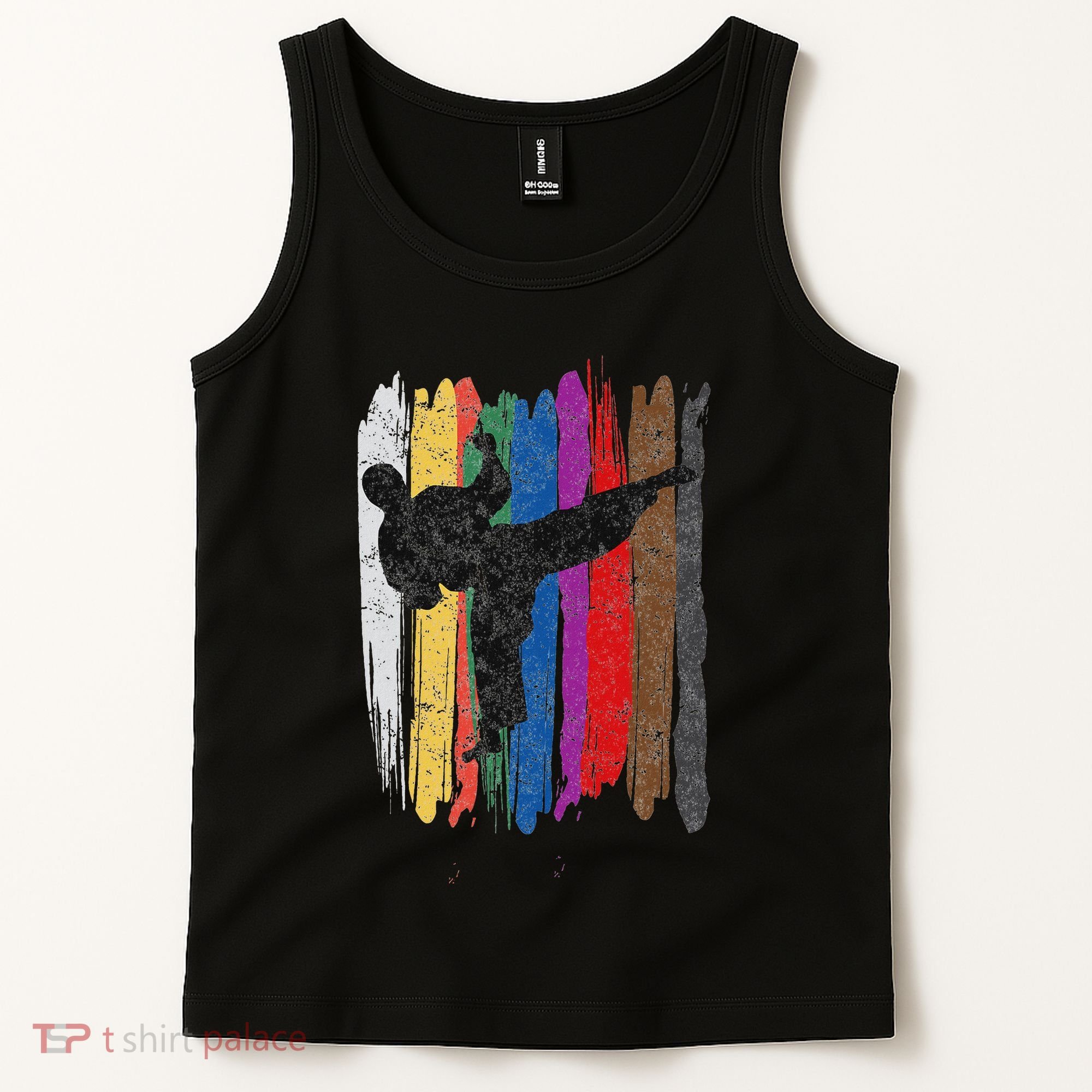 Taekwondo Belt Silhouette Distressed Martial Arts Gift Tank Top