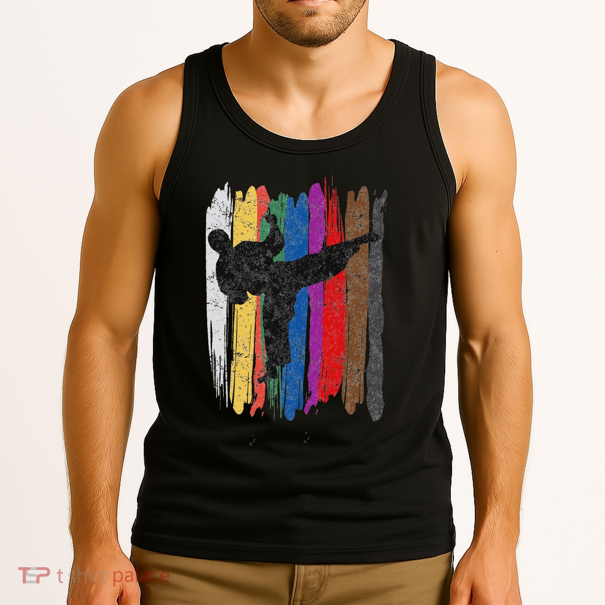 Taekwondo Belt Silhouette Distressed Martial Arts Gift Tank Top