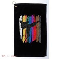 Taekwondo Belt Silhouette Distressed Martial Arts Gift Golf Towel thumb 0