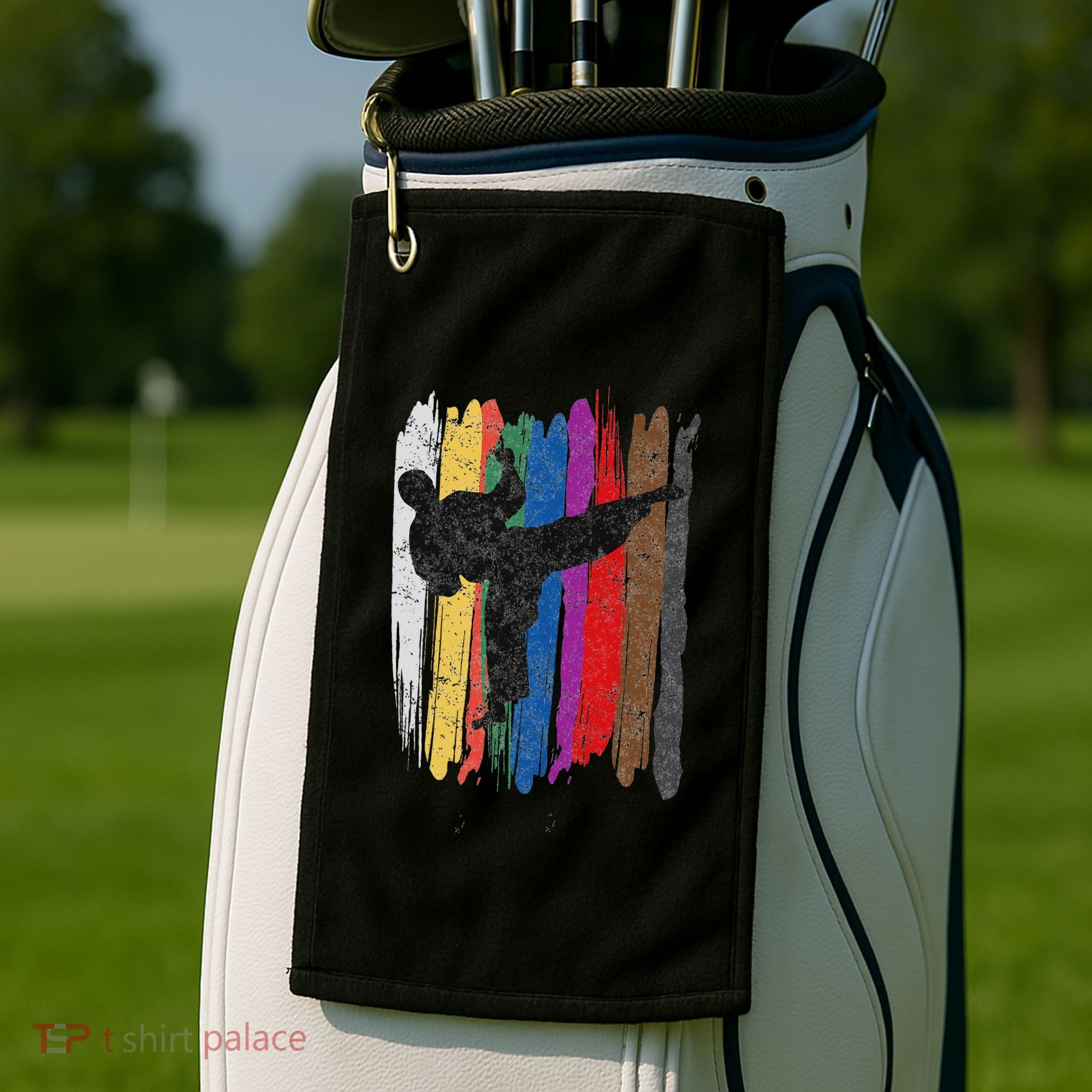 Taekwondo Belt Silhouette Distressed Martial Arts Gift Golf Towel