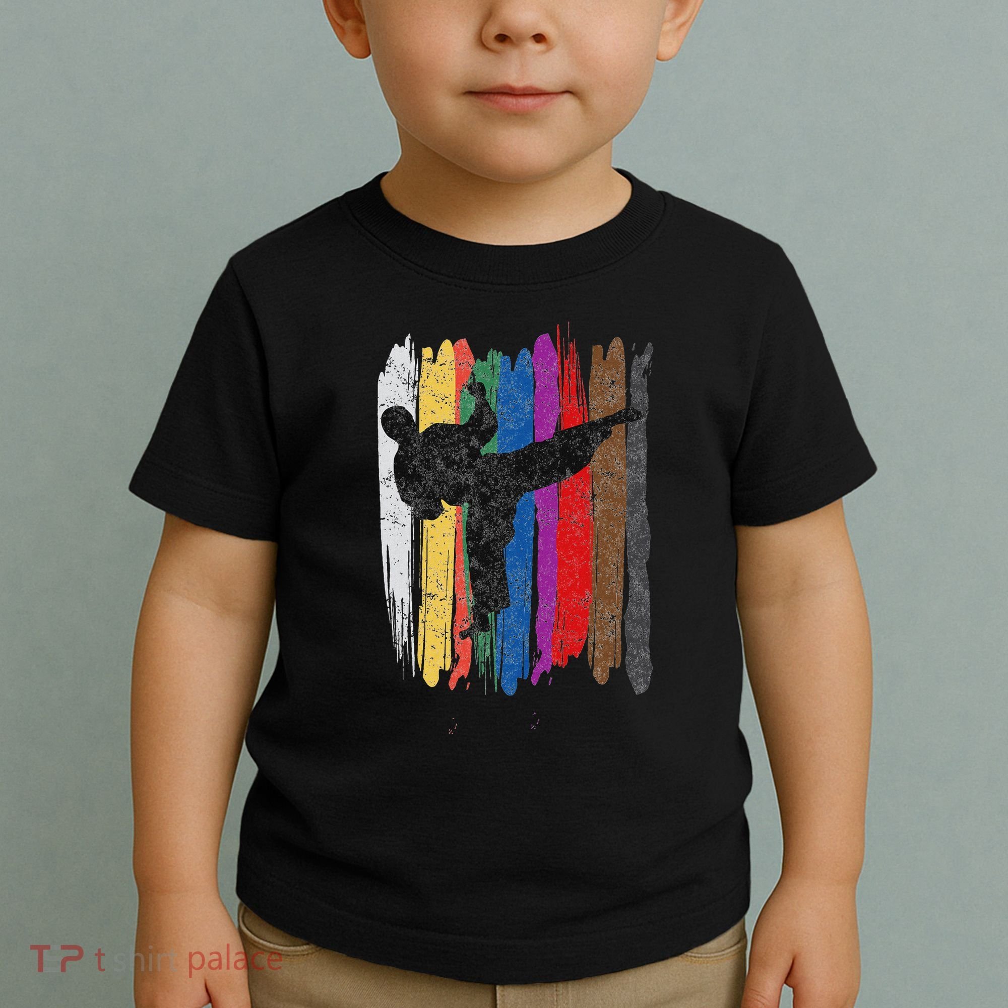 Taekwondo Belt Silhouette Distressed Martial Arts Gift Toddler T-Shirt