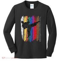 Taekwondo Belt Silhouette Distressed Martial Arts Gift Kids Long Sleeve Shirt thumb 0