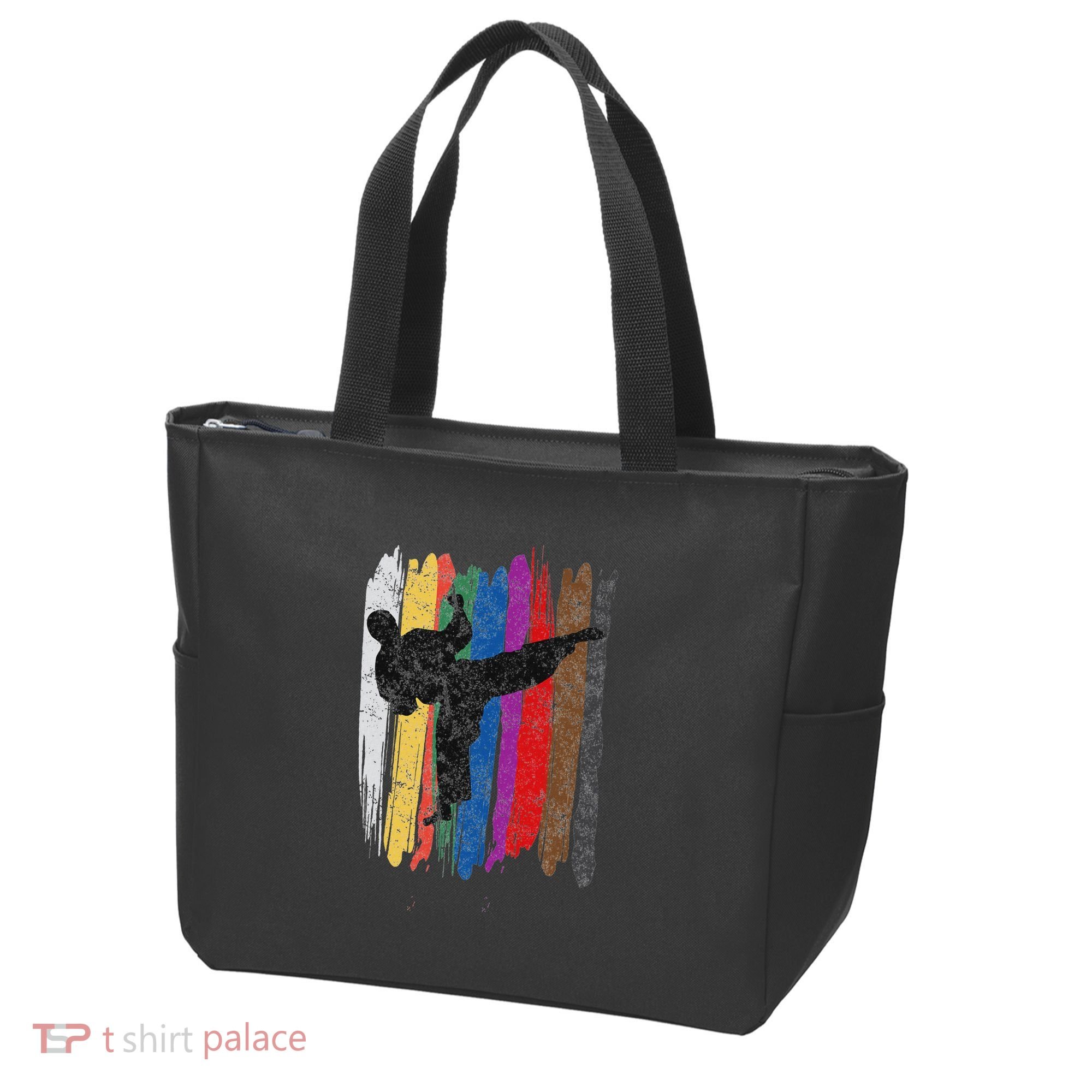 Taekwondo Belt Silhouette Distressed Martial Arts Gift Tote Bag