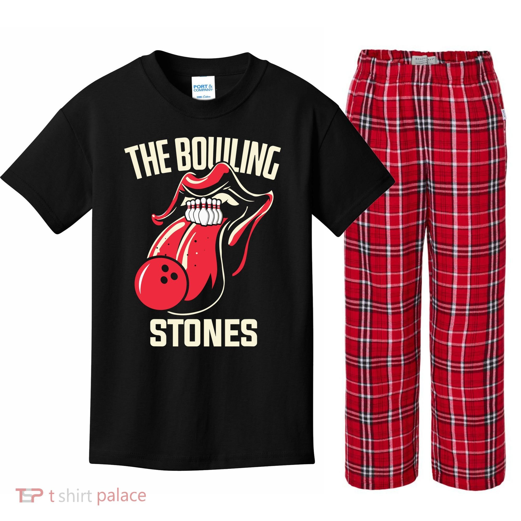 The Bowling Stones Bowling Kids Plaid Pajama Set