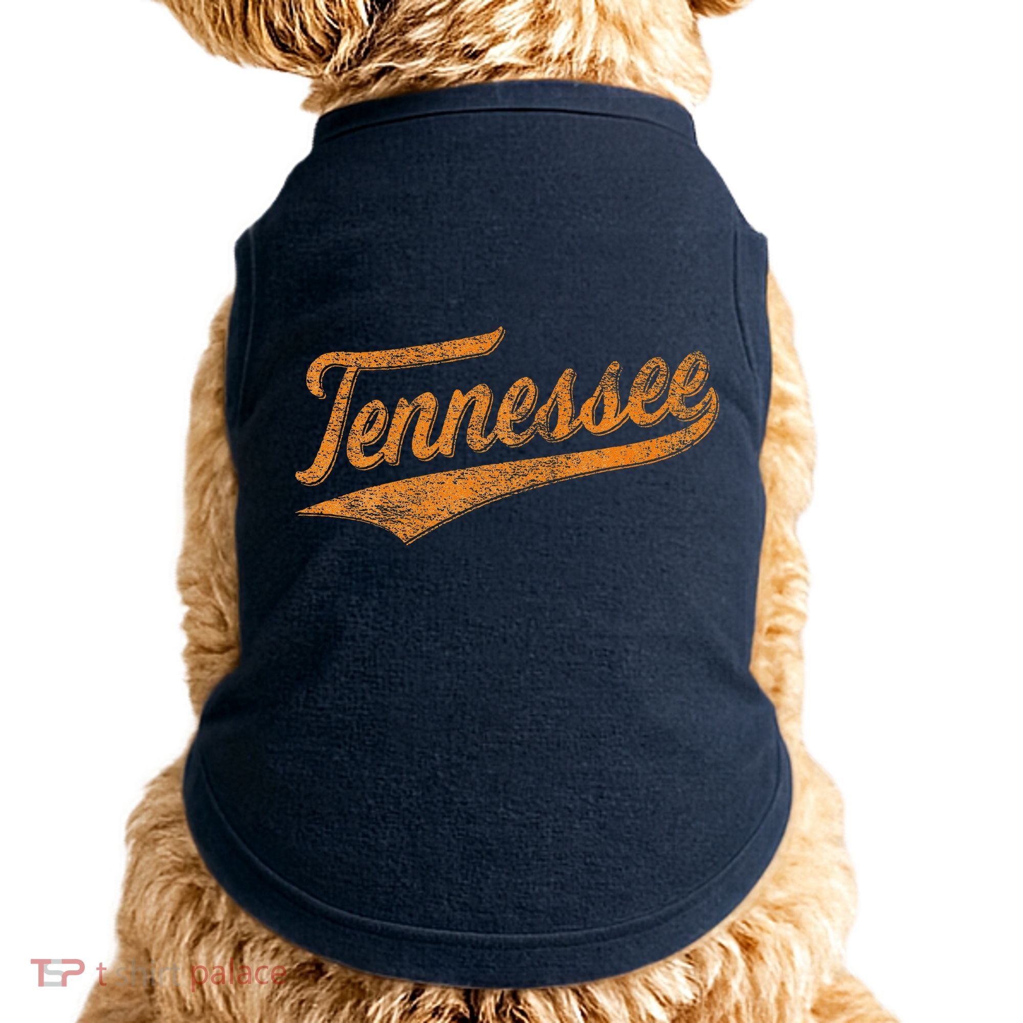 Tennessee Baseball Sports Script Cursive Flag Swoosh Retro Doggie Tank