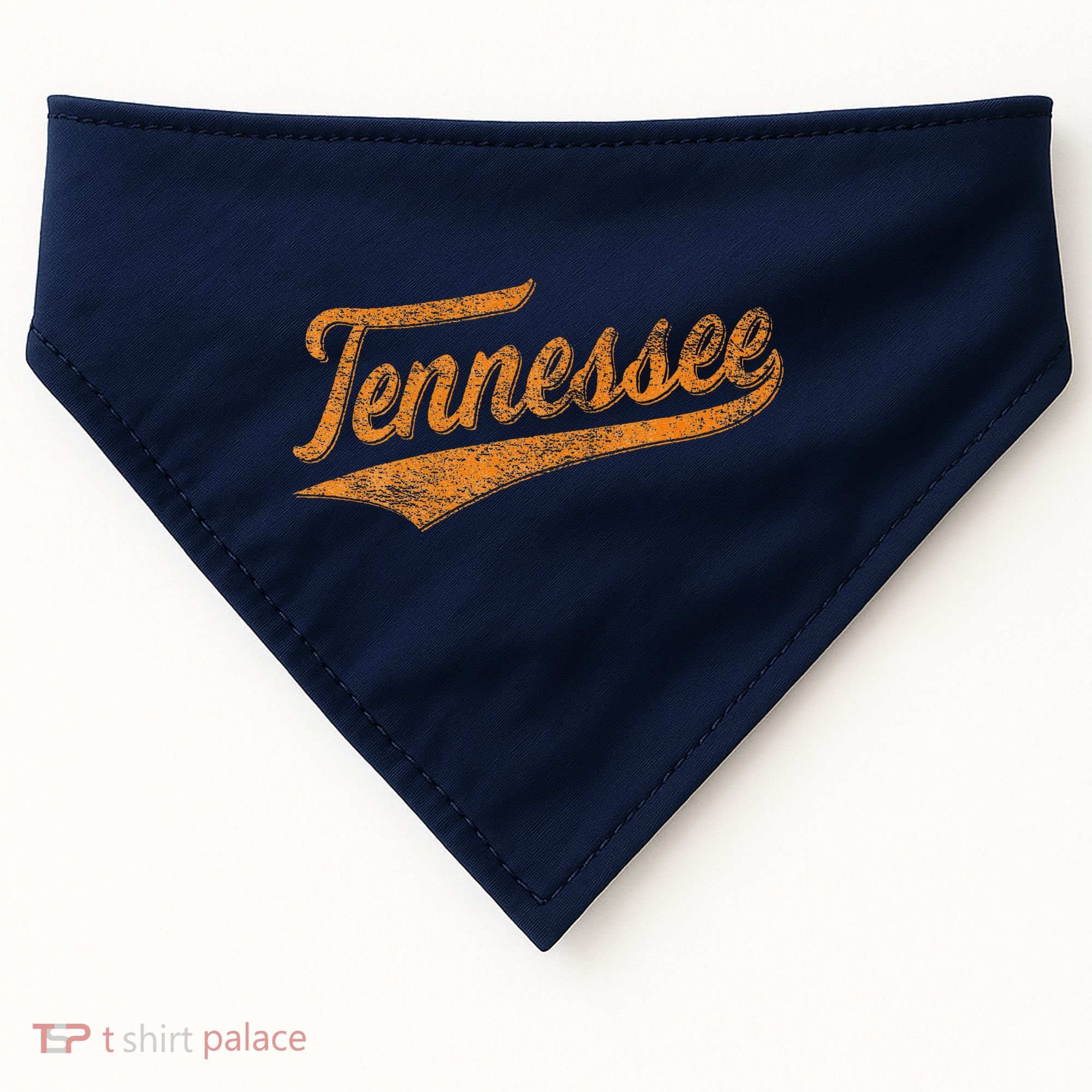 Tennessee Baseball Sports Script Cursive Flag Swoosh Retro USA-Made Doggie Bandana