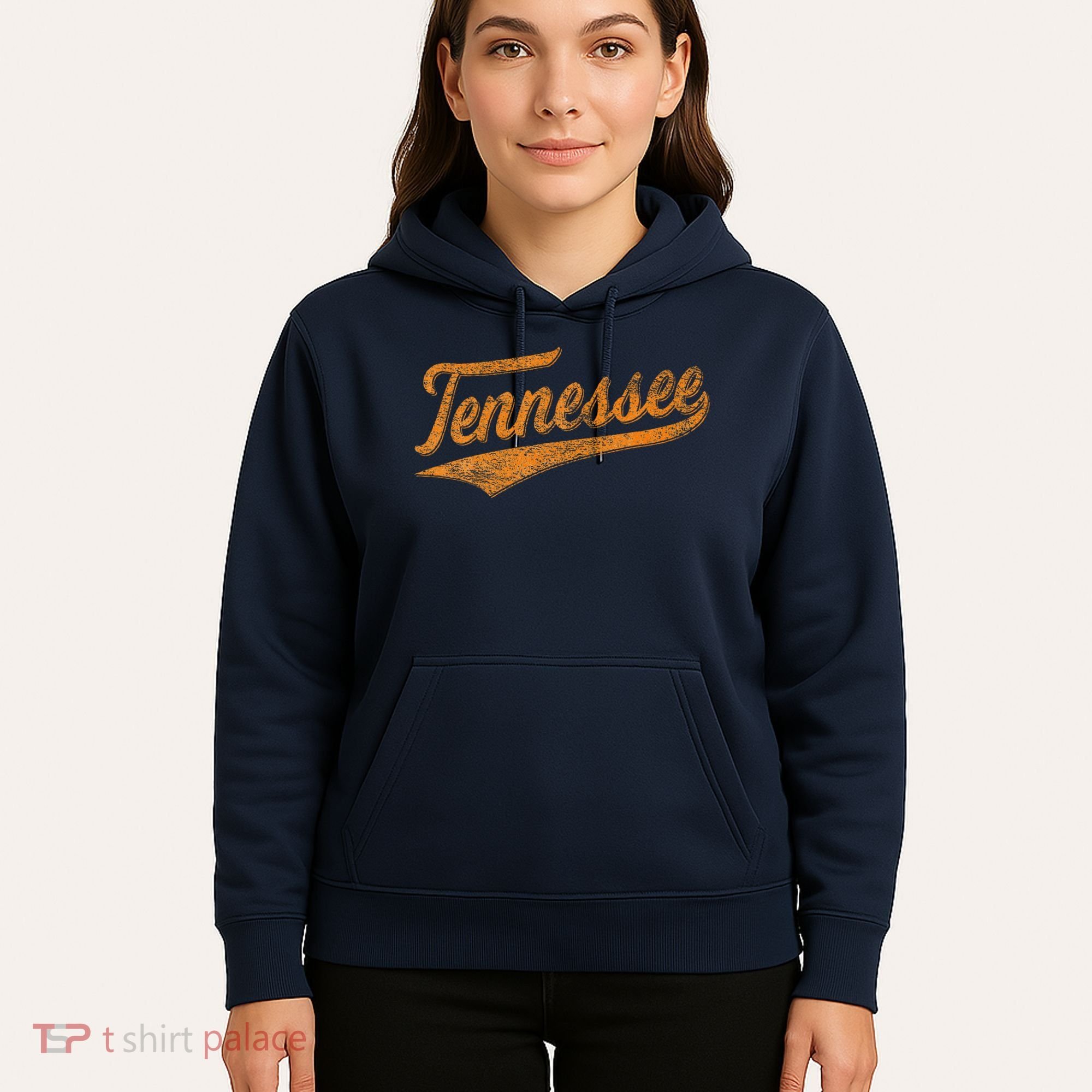 Tennessee Baseball Sports Script Cursive Flag Swoosh Retro Hoodie