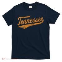 Tennessee Baseball Sports Script Cursive Flag Swoosh Retro T-Shirt thumb 0