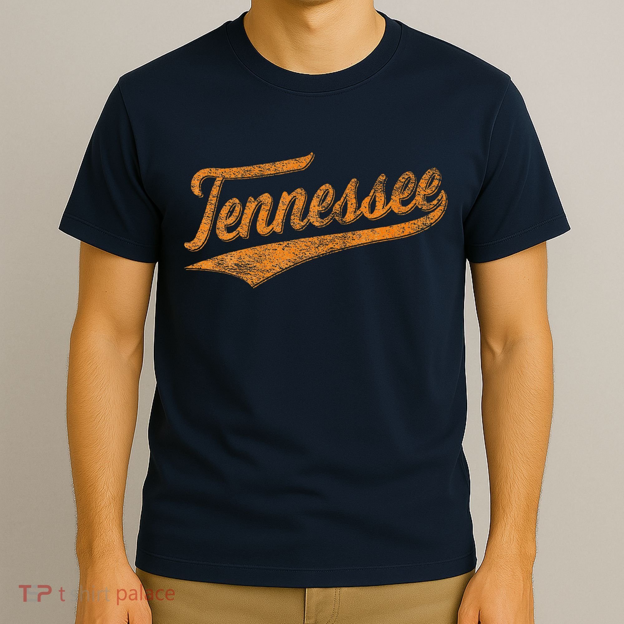 Tennessee Baseball Sports Script Cursive Flag Swoosh Retro T-Shirt