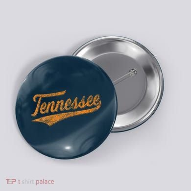 Tennessee Baseball Sports Script Cursive Flag Swoosh Retro Button