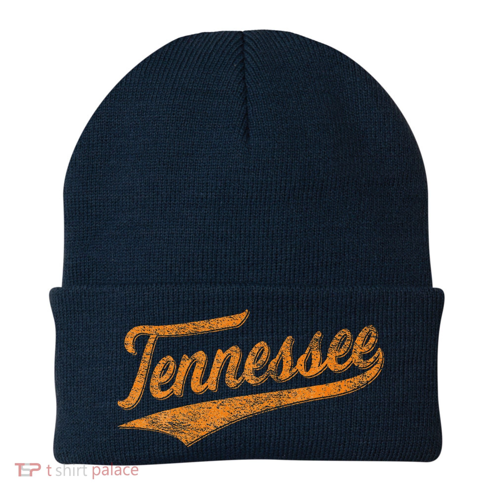 Tennessee Baseball Sports Script Cursive Flag Swoosh Retro Beanie