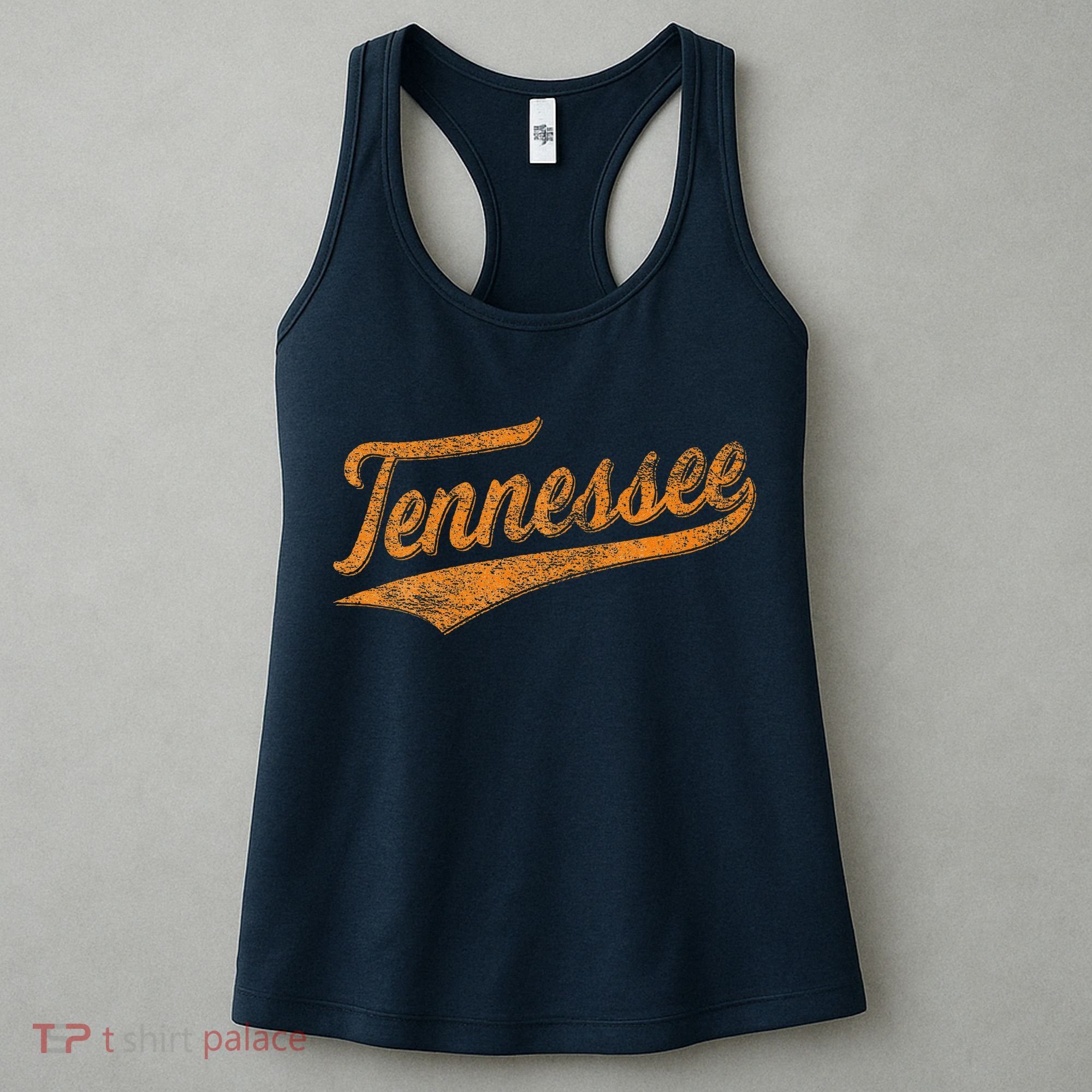 Tennessee Baseball Sports Script Cursive Flag Swoosh Retro Women's Tank Top