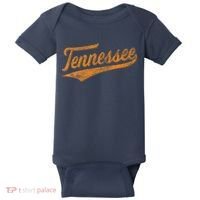 Tennessee Baseball Sports Script Cursive Flag Swoosh Retro Baby Bodysuit thumb 0