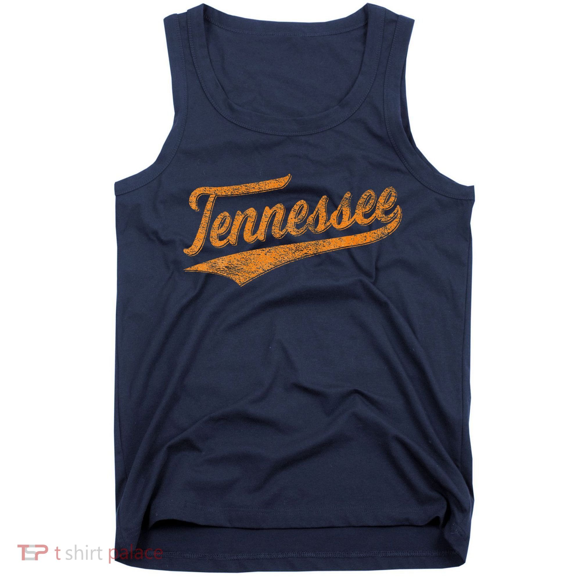 Tennessee Baseball Sports Script Cursive Flag Swoosh Retro Tank Top