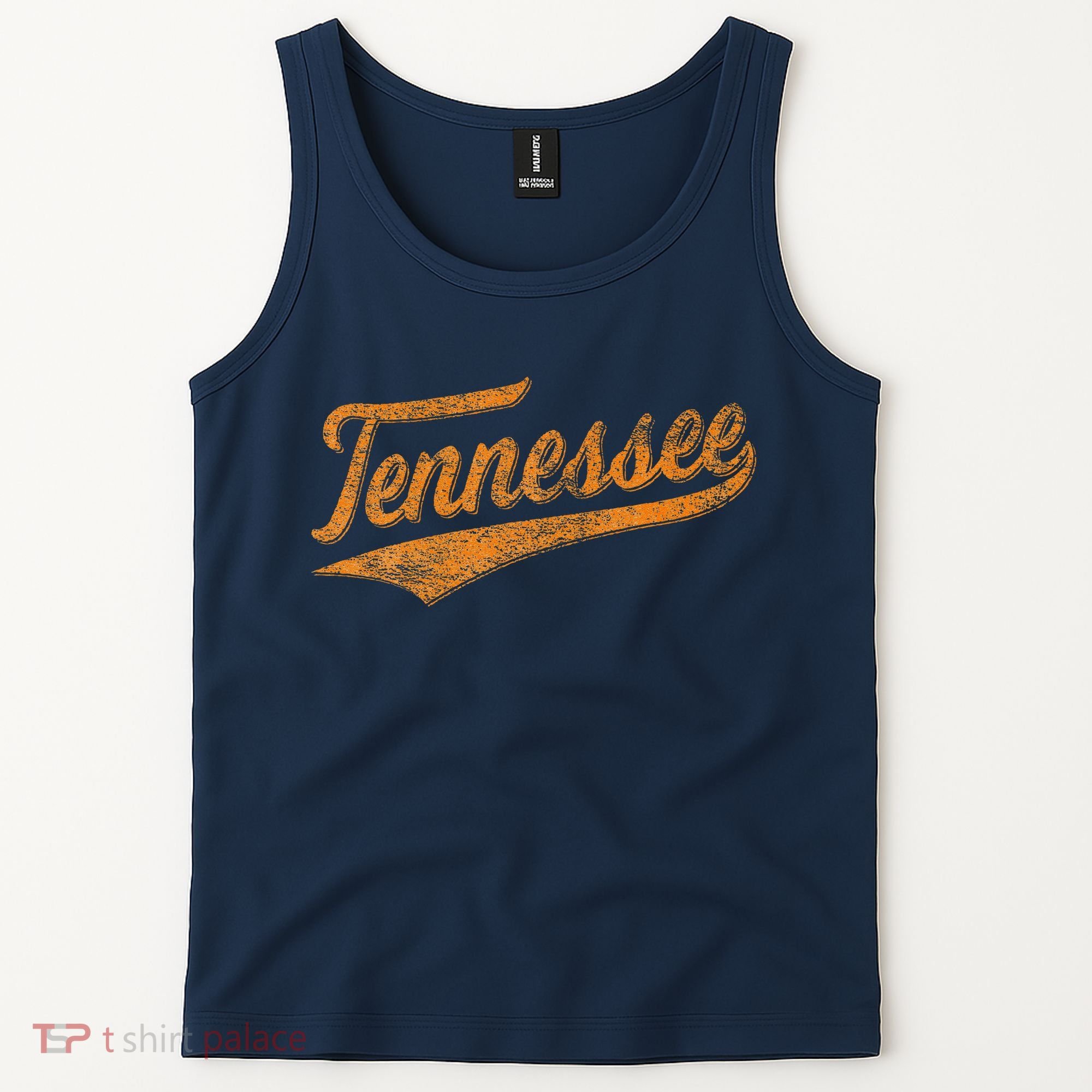 Tennessee Baseball Sports Script Cursive Flag Swoosh Retro Tank Top