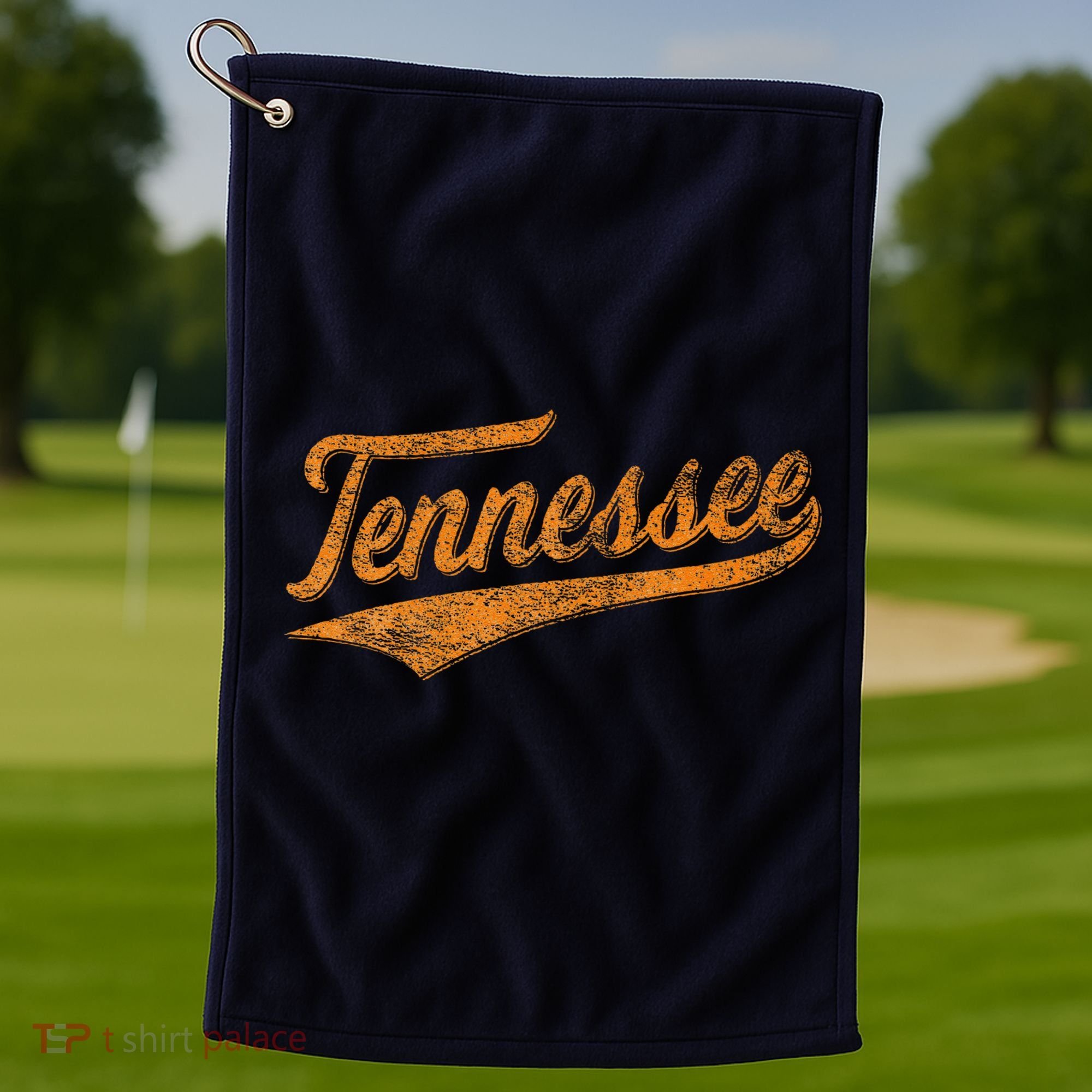 Tennessee Baseball Sports Script Cursive Flag Swoosh Retro Golf Towel