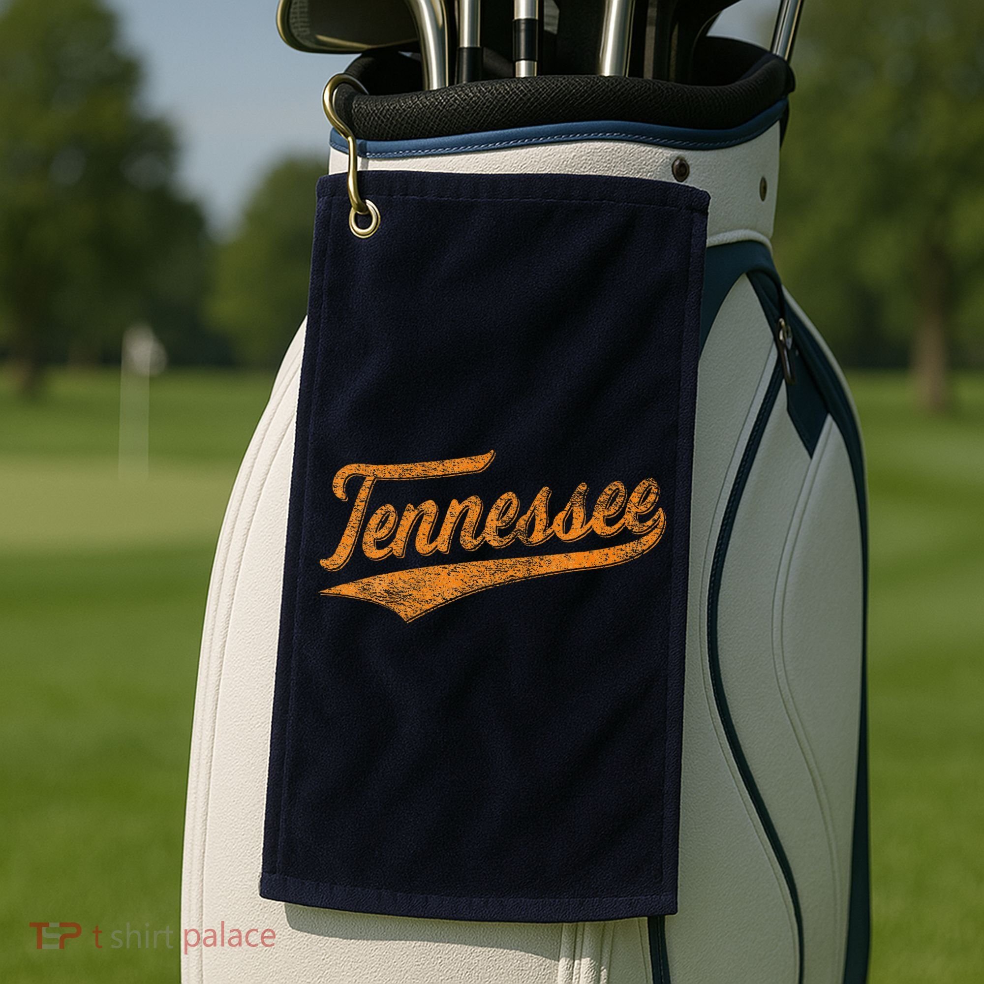 Tennessee Baseball Sports Script Cursive Flag Swoosh Retro Golf Towel