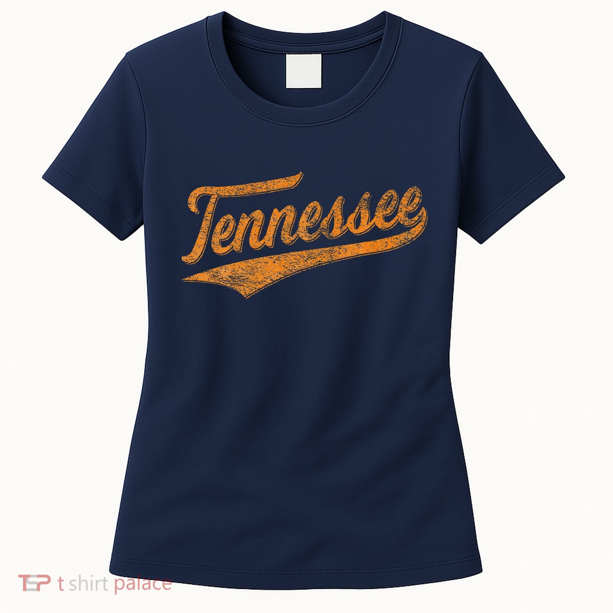 Tennessee Baseball Sports Script Cursive Flag Swoosh Retro Women's T-Shirt