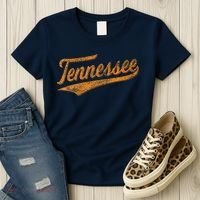 Tennessee Baseball Sports Script Cursive Flag Swoosh Retro Women's T-Shirt thumb 3