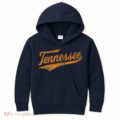 Tennessee Baseball Sports Script Cursive Flag Swoosh Retro Kids Hoodie